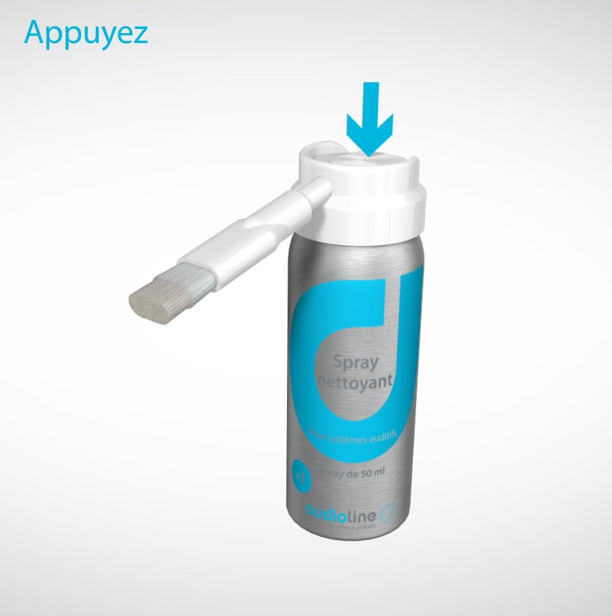 Spray nettoyant pour appareil auditif entretien